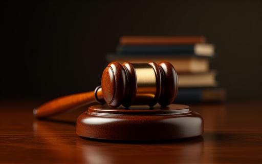 Legal gavel on wooden desk, symbolizing litigation