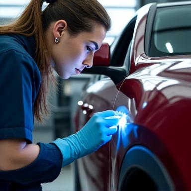 최종 검수를 위해 차량을 확인하는 모습